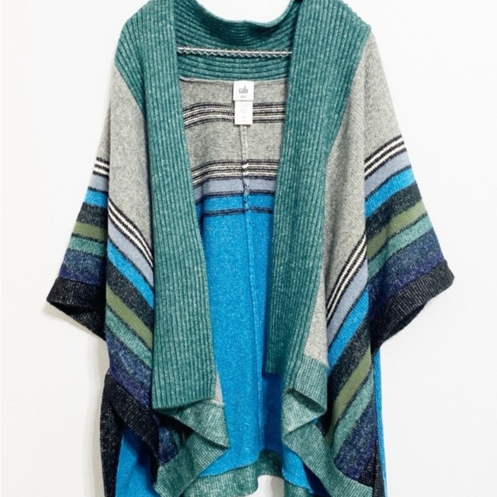 Cabi 3846 Windchill Wrap Open Front  Blue, Turquoise and Gray  Sweater-XS/S - Picture 4 of 10